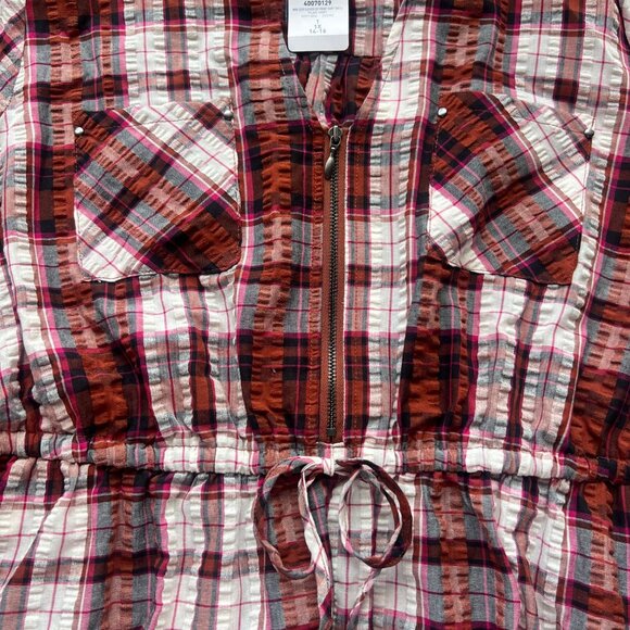 Torrid Plaid Seersucker Zip-Front Drawstring Waist Dress Womens Size 1/1X NWT - Picture 3 of 10